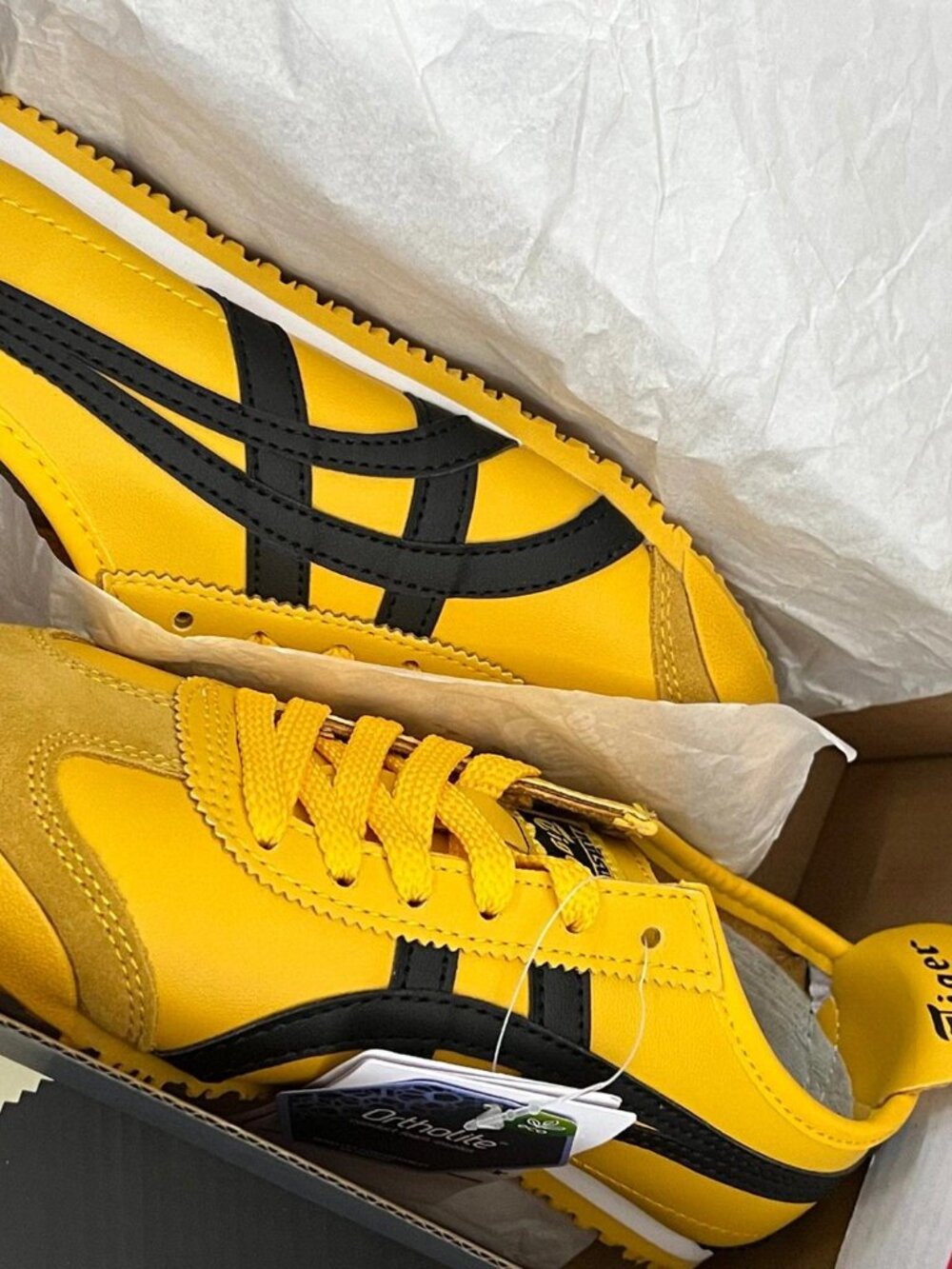 Onitsuka Tiger Mexico 66 Yellow Black Retro Sneakers Women’s - Picture 3 of 8
